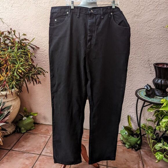 Wrangler Five Star Premium black denim relaxed fit jeans  Sz 44x32 - Picture 2 of 16
